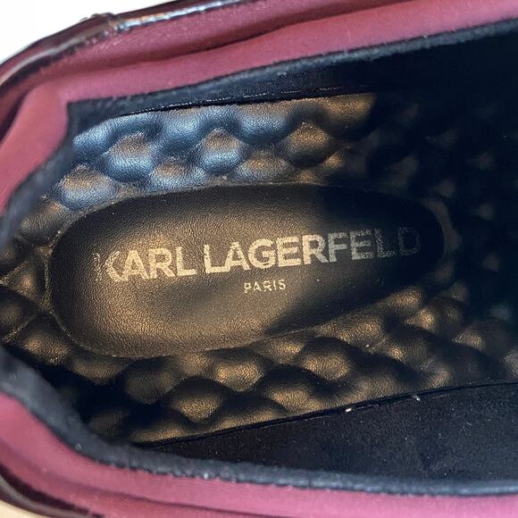 Karl Lagerfield Paris Men\'s Leather Low Top Sneakers in Burgundy Men\'s Size 13